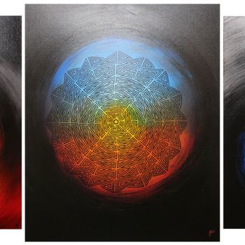 Peinture intitulée "Corps céleste tribal" par Jonathan Pradillon, Œuvre d'art originale, Acrylique Monté sur Carton