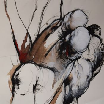Rysunek zatytułowany „MOUVEMENT 29,5 x 42…” autorstwa Claude Duvauchelle, Oryginalna praca, Marker