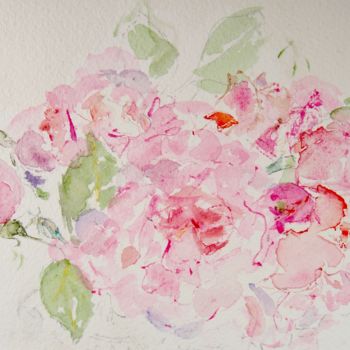 Peinture intitulée "agrafe de roses" par Catherine Claude, Œuvre d'art originale, Aquarelle