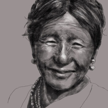 Digital Arts titled "Femme du Tibet.jpg" by Sandrine Wely, Original Artwork, Digital Painting