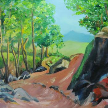 Peinture intitulée "chemin creux 2" par Philip Moreau, Œuvre d'art originale