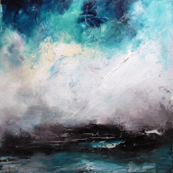 Painting titled "Terre de brume" by Pascal Thomas, Original Artwork, Acrylic