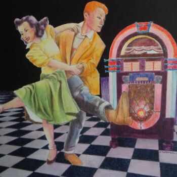 Peinture intitulée "Le rock à deux." par Jacques Tafforeau, Œuvre d'art originale, Autre