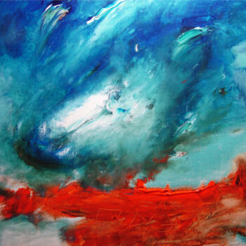 Painting titled "Souffle safran" by Pascal Thomas, Original Artwork, Acrylic