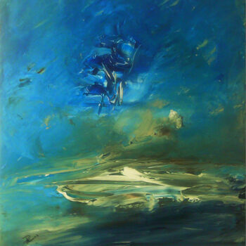 Painting titled "Au lointain" by Pascal Thomas, Original Artwork, Acrylic