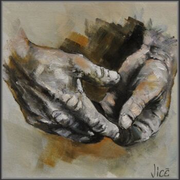 Peinture intitulée "La mano negra" par Jicé, Œuvre d'art originale, Huile Monté sur Carton