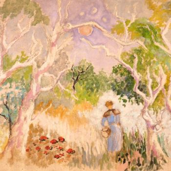 Peinture intitulée "Apparition en mauve" par Dominique Bertrand, Œuvre d'art originale, Huile
