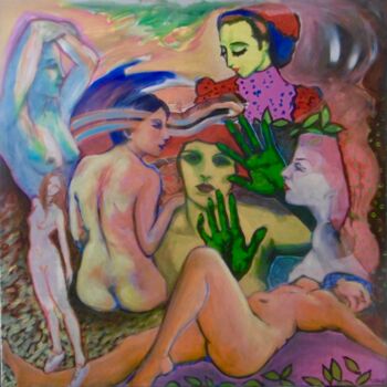 Peinture intitulée "LES MAINS VERTES" par Pierre Grau, Œuvre d'art originale, Acrylique