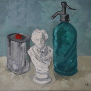 Peinture intitulée "Vie Silencieuse ave…" par Chéker, Œuvre d'art originale, Huile Monté sur Châssis en bois