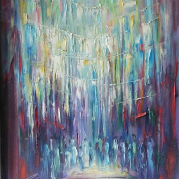 Painting titled "Les Rues de Naples" by Hubert Mathieu, Original Artwork, Oil