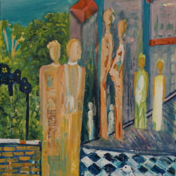 Painting titled "Early-Baptism" by Peter Stutz, Original Artwork, Oil Mounted on Wood Stretcher frame