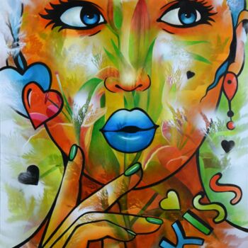 Peinture intitulée "kiss" par Jeannette Guichard-Bunel, Œuvre d'art originale, Huile