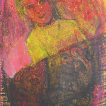 Painting titled "L 'ENFANT MALADE" by Mchartrie, Original Artwork, Acrylic Mounted on Cardboard
