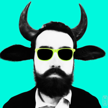 Photography titled "VACHE VS HUMAIN - L…" by Bruno Antony-Thouret (bruno antony), Original Artwork, Manipulated Photography