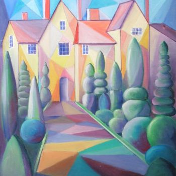 Painting titled "Topiaire" by Hubert Mathieu, Original Artwork, Oil