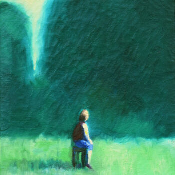 Peinture intitulée "Personnage sur un b…" par David Benayoun, Œuvre d'art originale, Huile Monté sur Châssis en bois