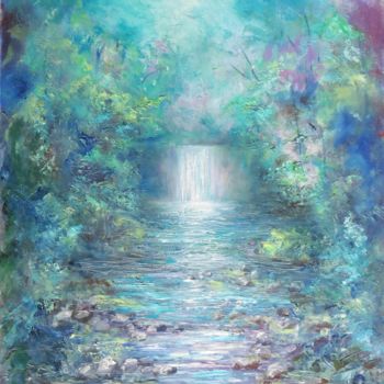 Painting titled "Cascade" by Hubert Mathieu, Original Artwork, Oil