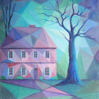 Painting titled "L'Arbre" by Hubert Mathieu, Original Artwork, Oil