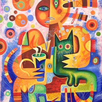 Pintura titulada "Morning with Coffee…" por Kaola Oty, Obra de arte original, Acrílico