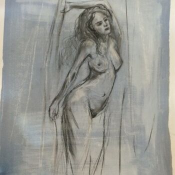 Dessin intitulée "ondine 3" par Marie Pascale Martins, Œuvre d'art originale, Fusain