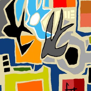 Arts numériques intitulée "i-fly-with-swallows…" par Franck Vidal, Œuvre d'art originale, Peinture numérique
