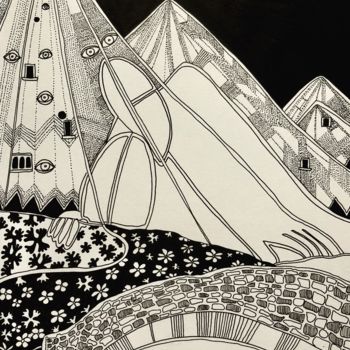 图画 标题为“The Bridge” 由Elodie M. Richard, 原创艺术品, 墨