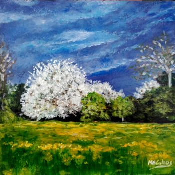 Peinture intitulée "pommier-en-fleur so…" par Marian Cobos, Œuvre d'art originale, Acrylique