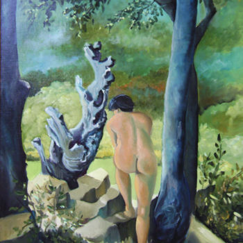 Peinture intitulée "curiosité" par Martine Woellet, Œuvre d'art originale, Huile