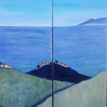 Painting titled "Into the Blue" by Jill Carrott, Original Artwork, Oil