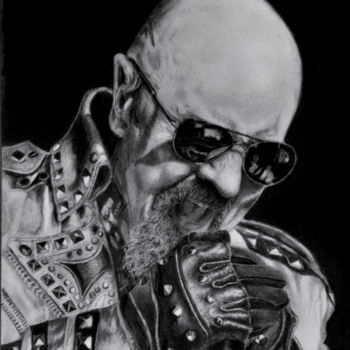Zeichnungen mit dem Titel "Rob Halford  - Ligh…" von Alex Mets, Original-Kunstwerk, Kohle