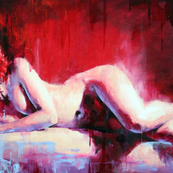 Painting titled "JK18-0619 Berry" by Jonas Kunickas, Original Artwork, Oil Mounted on Wood Stretcher frame