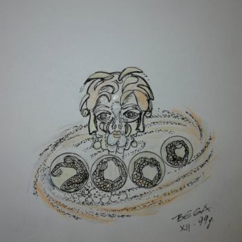 Dessin intitulée "L'héliocentrisme ©" par Bega, Œuvre d'art originale, Encre