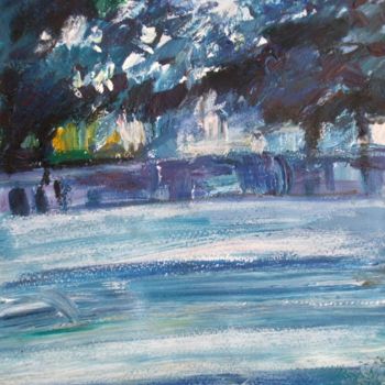Painting titled "Blue park 3" by Nathalia Chipilova, Original Artwork, Acrylic