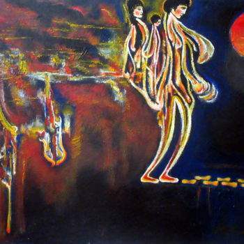 Peinture intitulée "les-refugies-acryli…" par Marianne Charlotte Mylonas-Svikovsky (Marlo), Œuvre d'art originale, Acrylique