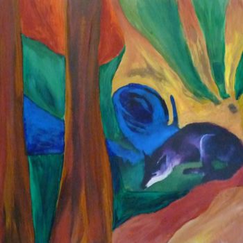 Painting titled "hommage à renard bl…" by Régine Ledanois, Original Artwork, Acrylic