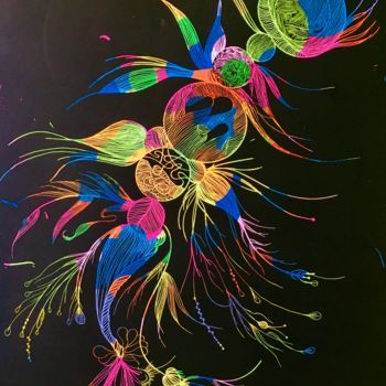 Zeichnungen mit dem Titel "Rainbow specimen 02…" von Mona Bessaa, Original-Kunstwerk, Silberstift