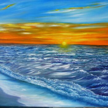 Painting titled "coucher de soleil s…" by Daniel Bahuaud, Original Artwork