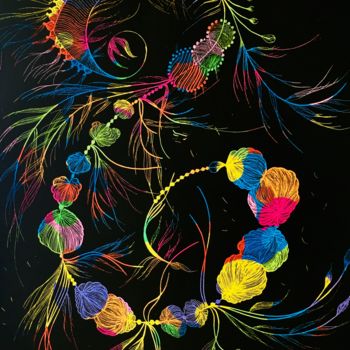 Zeichnungen mit dem Titel "Rainbow specimen 04" von Mona Bessaa, Original-Kunstwerk, Silberstift