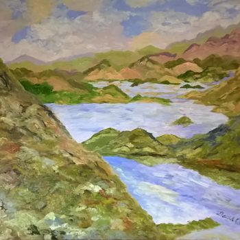 Painting titled "SECLUDED LAKE" by David Cade, Original Artwork, Oil