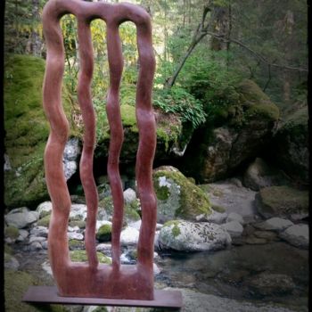 Sculptuur getiteld "FLUSSI" door Ivan Fabani, Origineel Kunstwerk, Hout