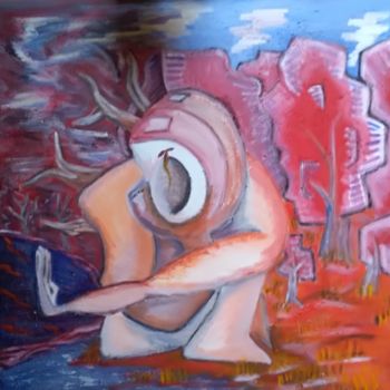 Painting titled "Les feux de l'âme." by François Devreux, Original Artwork, Oil