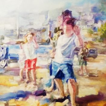 Painting titled "The fighters" by Nagia Chrisanthacopoulou, Original Artwork, Oil