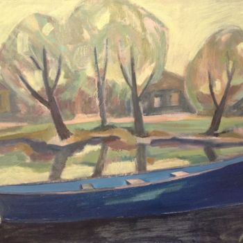 Pintura titulada "Blue boat" por Larisa Kucherenko, Obra de arte original, Oleo