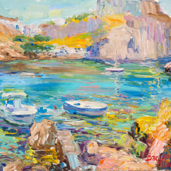 Painting titled ""Вдали от бурь" (Ли…" by Vasilii Shikhanov, Original Artwork, Oil