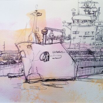 Peinture intitulée "Au tréport" par Véronique Soitel, Œuvre d'art originale, Aquarelle