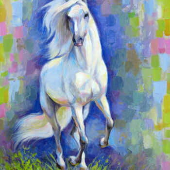 제목이 "White horse"인 미술작품 Vladimir Lutsevich로, 원작, 아크릴
