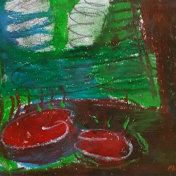 Painting titled "NENUPHARS" by Mchartrie, Original Artwork, Acrylic Mounted on Cardboard