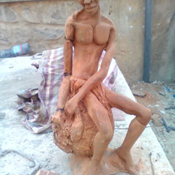 Sculpture intitulée "Pêcheurs" par Élysée Nguadio, Œuvre d'art originale