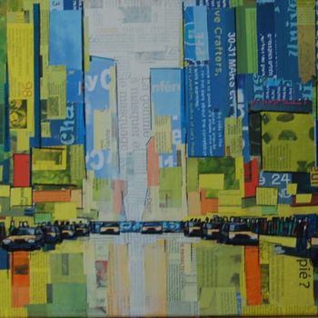 Collagen mit dem Titel "New York lumière" von Jacques Lacourrege, Original-Kunstwerk