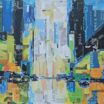 Collages titled "New York un jour" by Jacques Lacourrege, Original Artwork, Acrylic